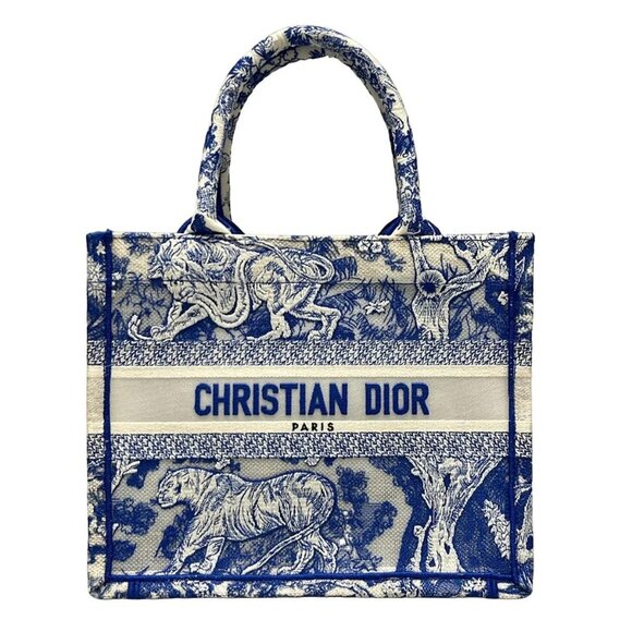 Auth DIOR/ChristianDior Book tote small bag Blue White Jacquard Tote Bag - Picture 1 of 16